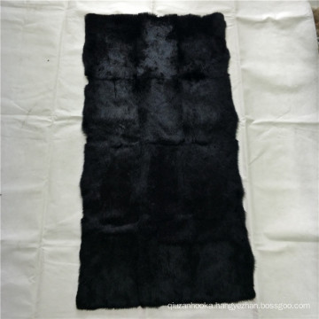 100% real animal fur dyed black rabbit skin plate